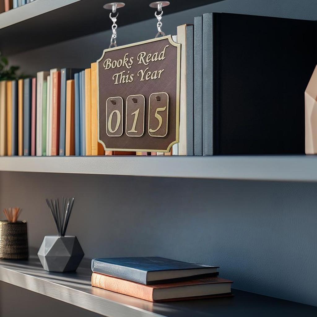 3D-Druck Bücherregal Dekor Bücher Dieses Jahr gelesen Zähler bis zu 999 Modernes Ornament Arbeitszimmer Leser Bibliothek Hängedekorationen