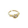 Real Gold Zircon Planet Full Diamond Ring Opening Adjustable Simple Jewelry Japanese Ring Couple Ring