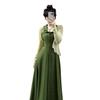 New Chinese sleeveless green neck sling dress for children's summer new waist temperament vest long dress