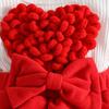 3D Heart Long-Sleeve Dress with Headband for Baby Girls, Ages 0-1, Wool Skirt Hem, with Open Crotch for Autumn/Winter