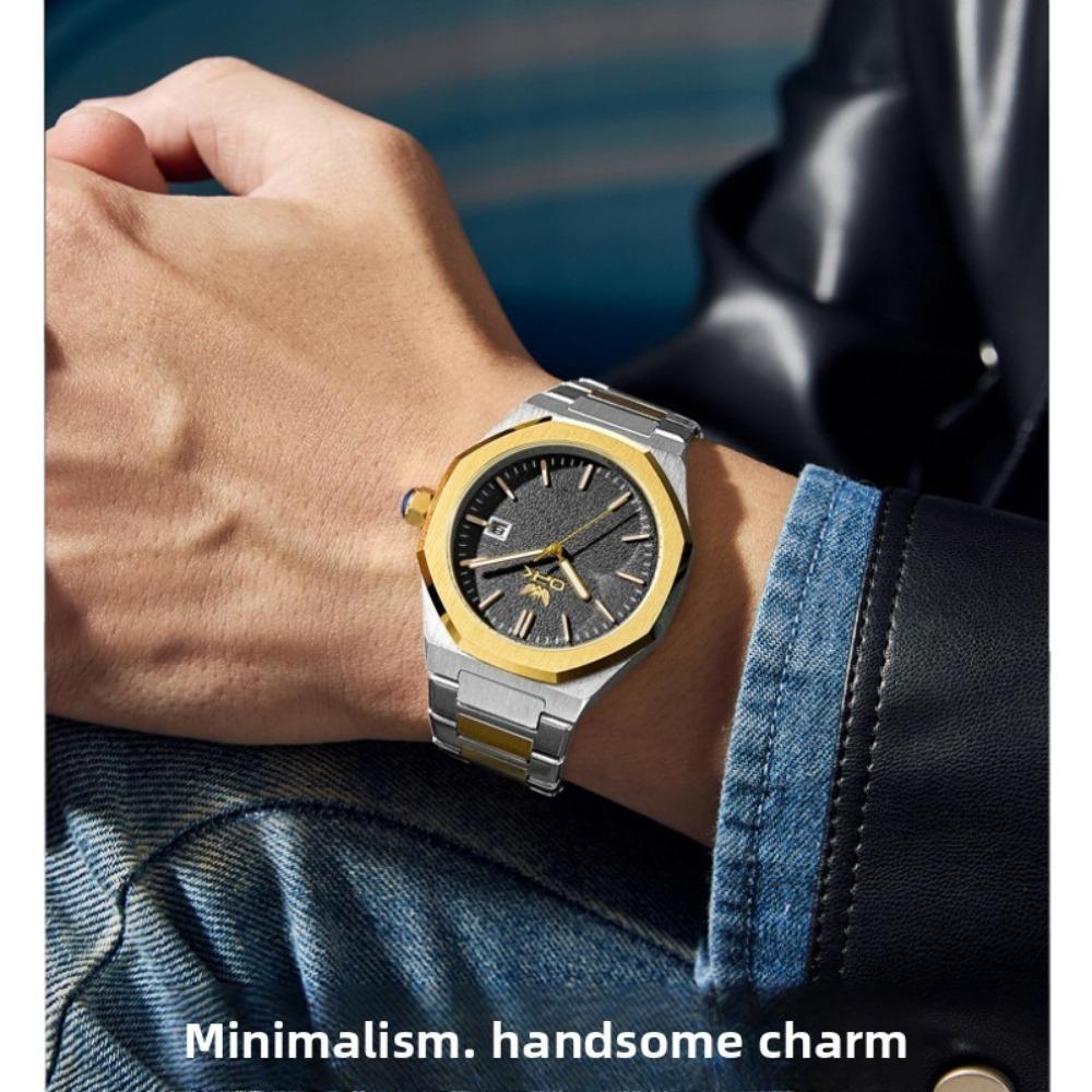 OPK Watch Octagonal Steel Belt Men's Watch Single Calendar Luminous Quartz Watch