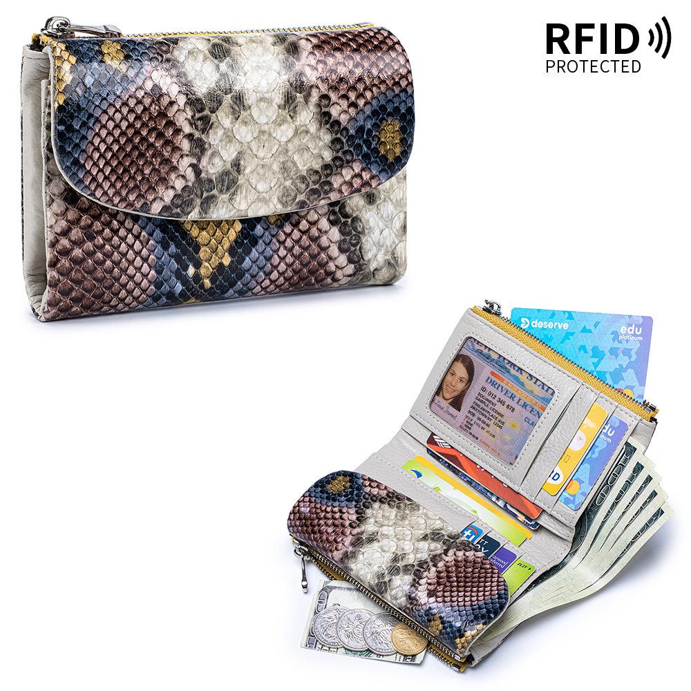 Damen Echtleder High-End Kurze Geldbörse - Weiches Rindsleder, Diebstahlsicher, Großes Fassungsvermögen