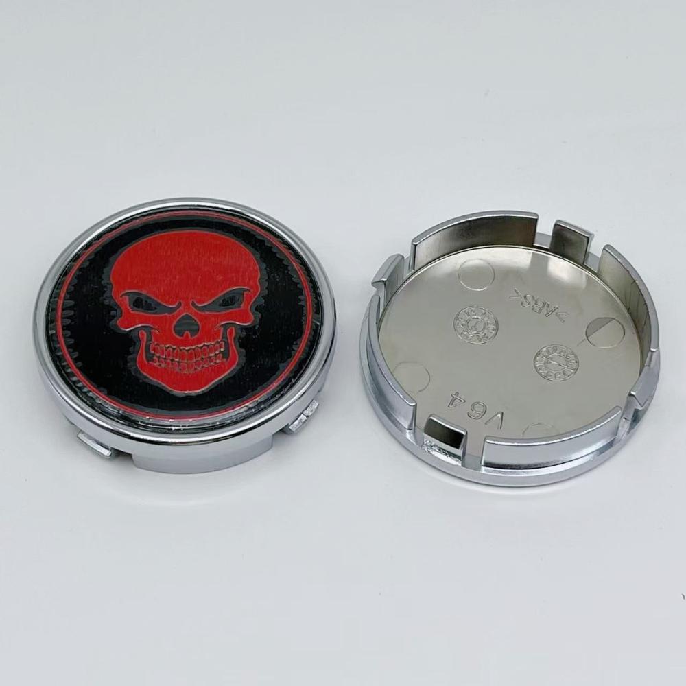 

4pcs O.D 64MM (I.D 61MM ) Skull Logo Emblem Car Wheel Center Caps for Volvo Rim Hubcaps Cover Wheels Hub Lid Replace Accessories Skull Badge&4pcs Wheel Caps