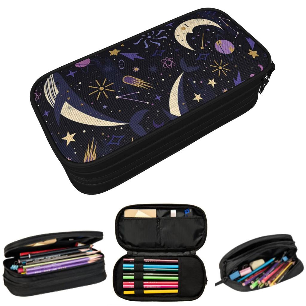 Whale Moon Stars Designed Pencil Case for Boys Girls Gifts Pen Box Pencil Bag Stationery Supplies Pen Holder Bag