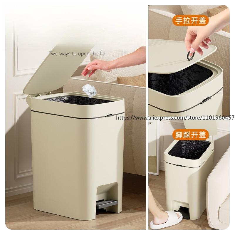 Luxury Large-Capacity Trash Can for Home Lid-Equipped Waste Bin for Kitchen and Living Room Bathroom Bin