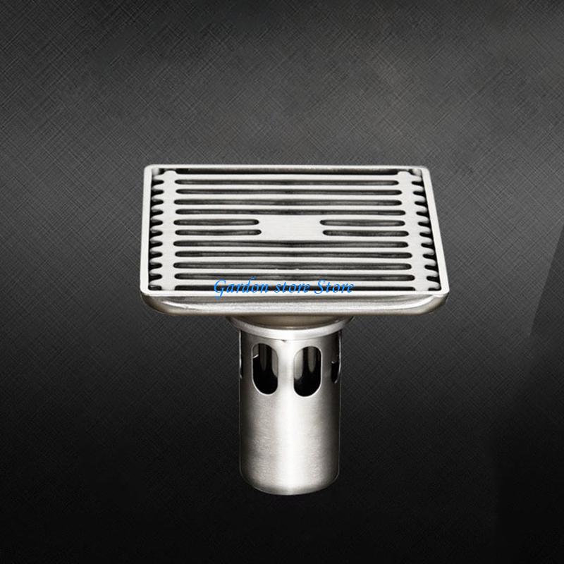 B0KB Bathroom Anti-reflux Floor Drain Quick Drain Square Hair Catcher Anti-blocking Shower Drain Strainers Easy to Install