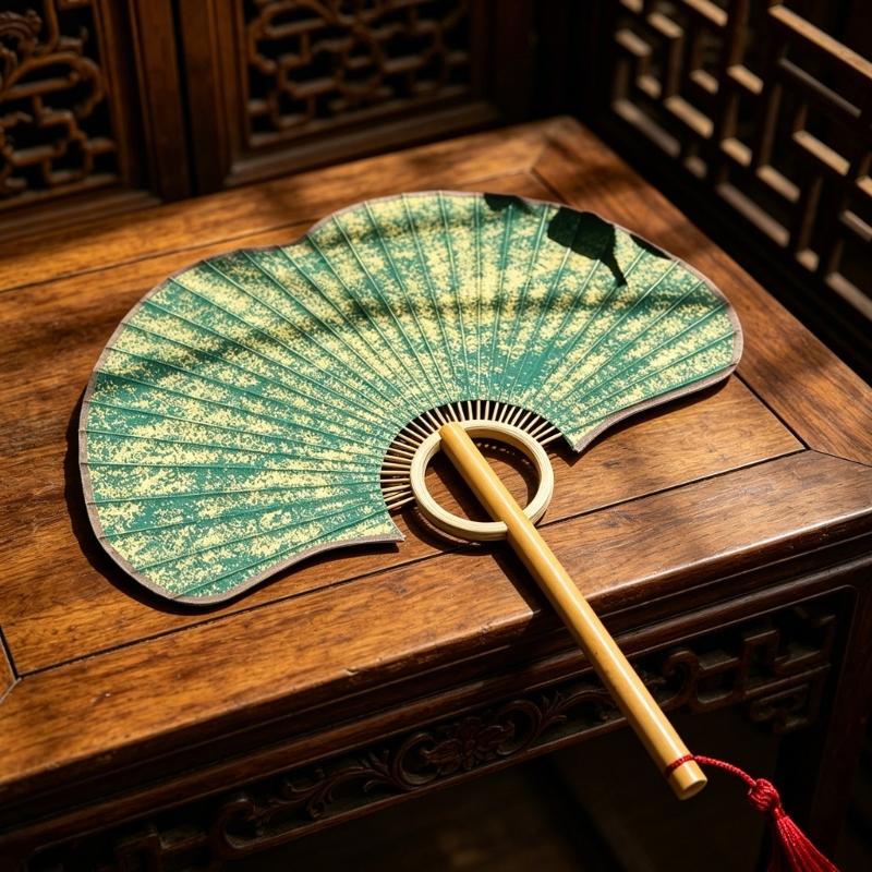 Ginkgos Rice Paper Fan Chinese Styles Hand Fan Handheld Cooling Fan for Wedding Party Dance Photo Props Home Decorations