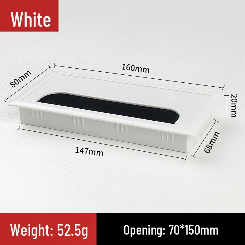 Square Bristle Wire Grommet Cover, Imitation Aluminum, ABS Plastic Cable Hole Cover for Desk & Conference Table Cable Management.