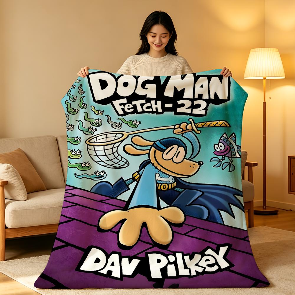 Cartoon D-Dog M-Man Throw High-Density Short Plush Blanket Soft Skin-Friendly For Sofa Nap Air-Conditioned Room