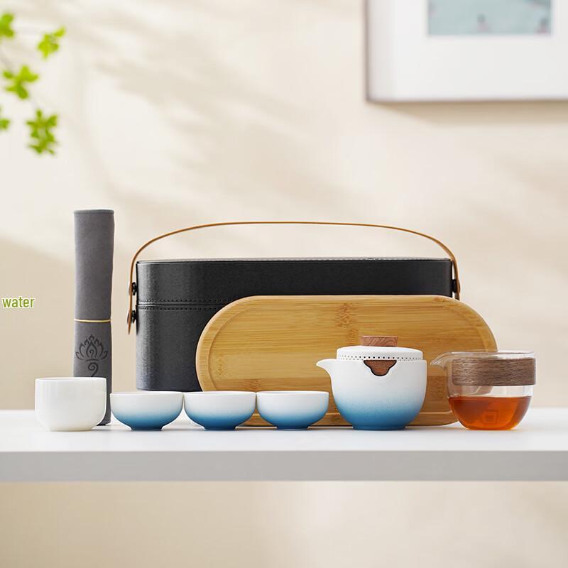 MY Kung Fu Travel Tea Set Black Bag Gongdao Cup Style