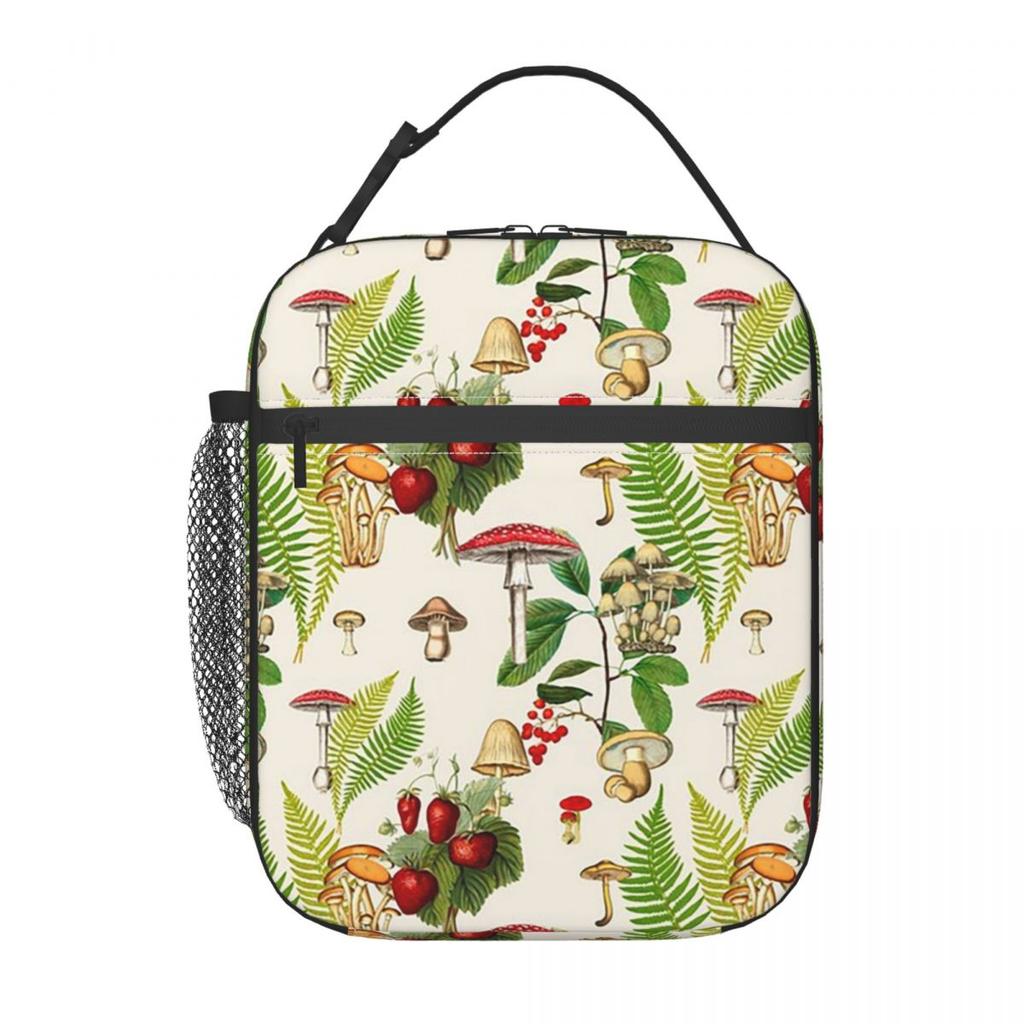 Plant Mushroom Pattern Insulated Lunch Bag for Kids School Cooler Thermal Food Box Tote Leakproof Lunch Boxes Container