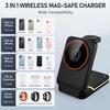 3 in 1 Foldable Travel Magnetic Fast Wireless Charger Stand For Magsafe iPhone 16 15 14 13 12 Pro Apple Watch 2-9 SE Airpods Pro