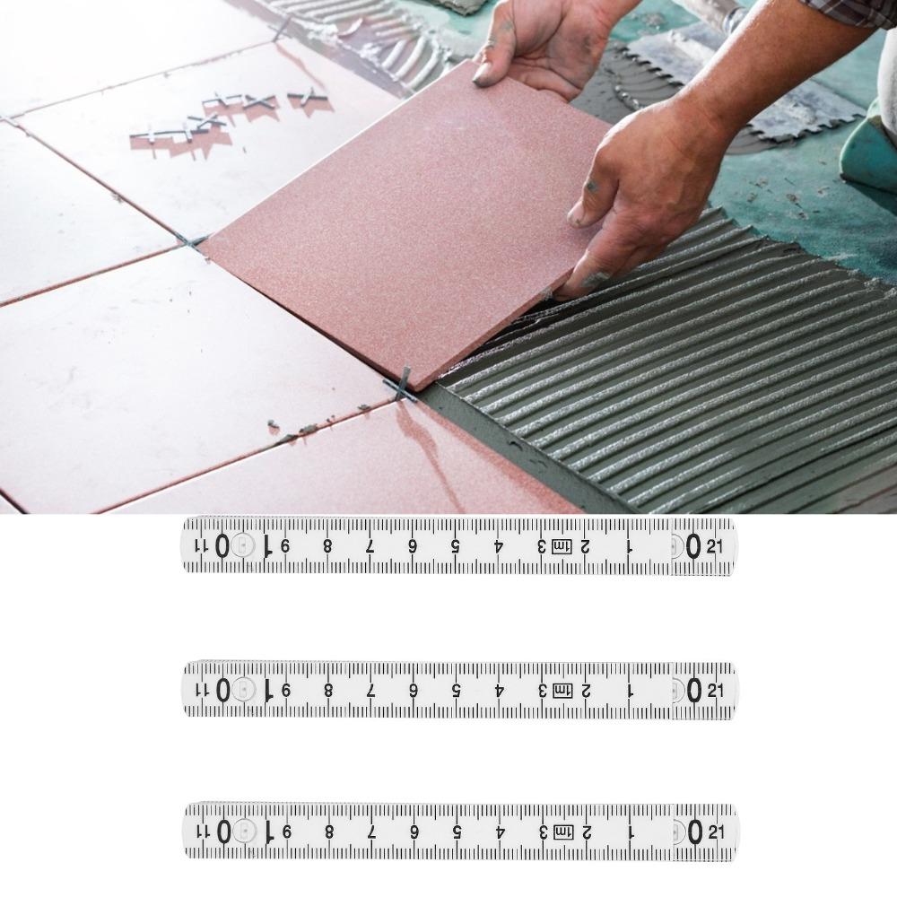3PCS Plastic Folding Ruler White 10 Fold Foldable Measuring Stick Clear Scale Lightweigh Linear Measurement Tools Carpentry