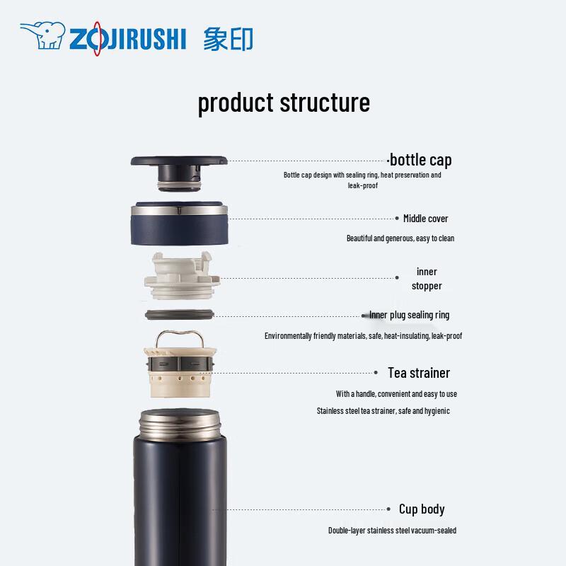 Zojirushi Portable Stainless Steel Vacuum Flask with Tea Infuser