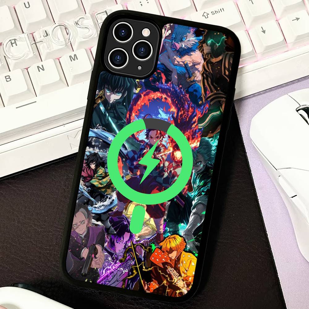 Demon Slayer Cartoon Phone Case Magnetic Case For IPhone 16 14 13 12 11 15 Pro Max Plus For Magsafe Wireless Charge Cover