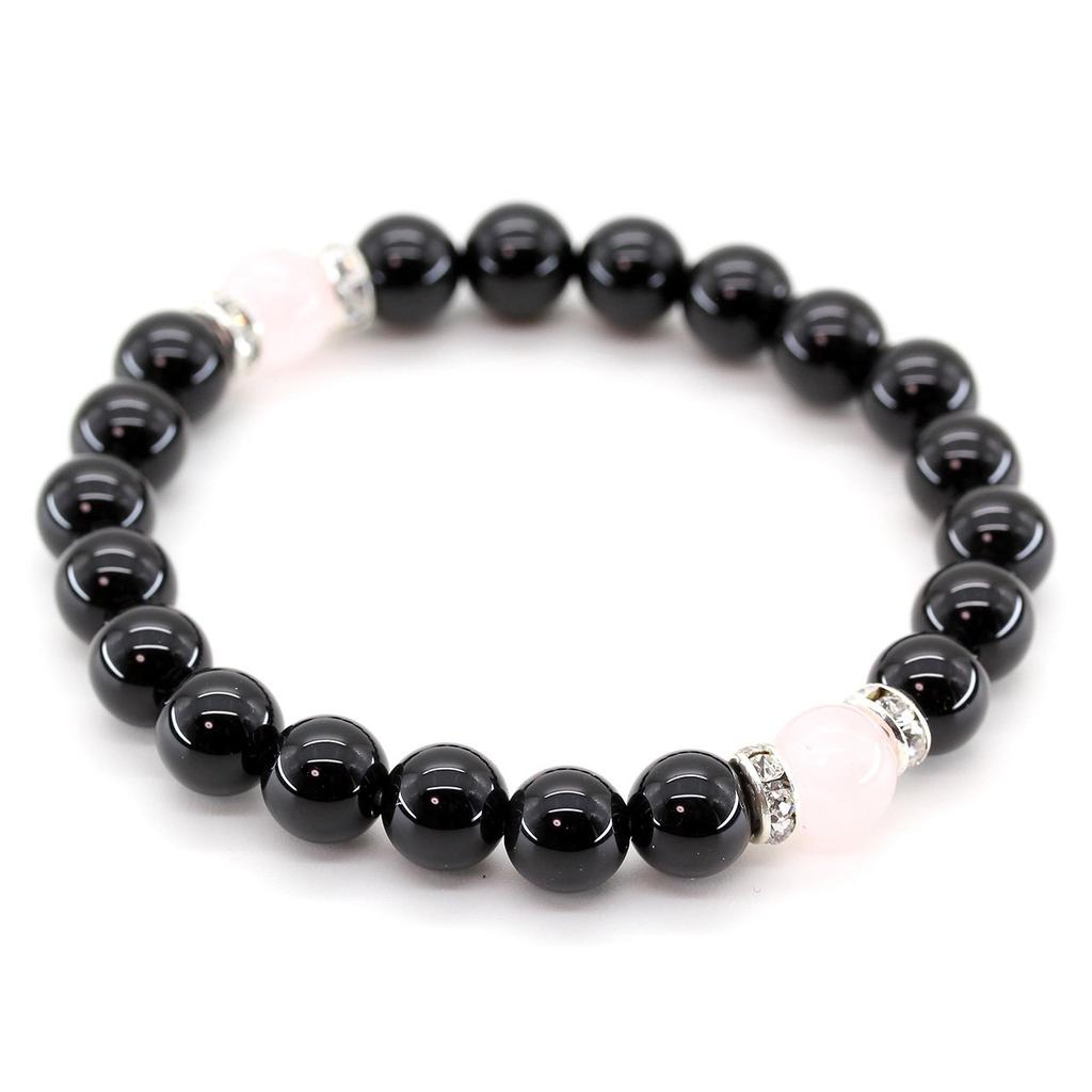 Onyx Gebetsperlen Amulett Paar Armband Kraftstein mit Geschenkbox aus Paulownia [Ishiki] [b033]