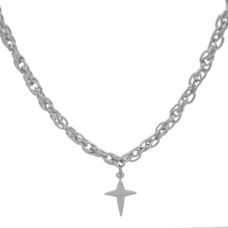 Titanium Steel Cross Necklace Hip Hop Women's Sweater Chain Steel Cold Style Unisex Necklace No Fading Couple Jewelry