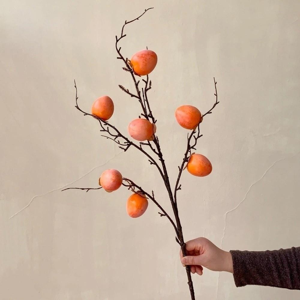 Handmade Simulation Persimmon Fruit Realistic Artificial Fruits Branches  Home Decor