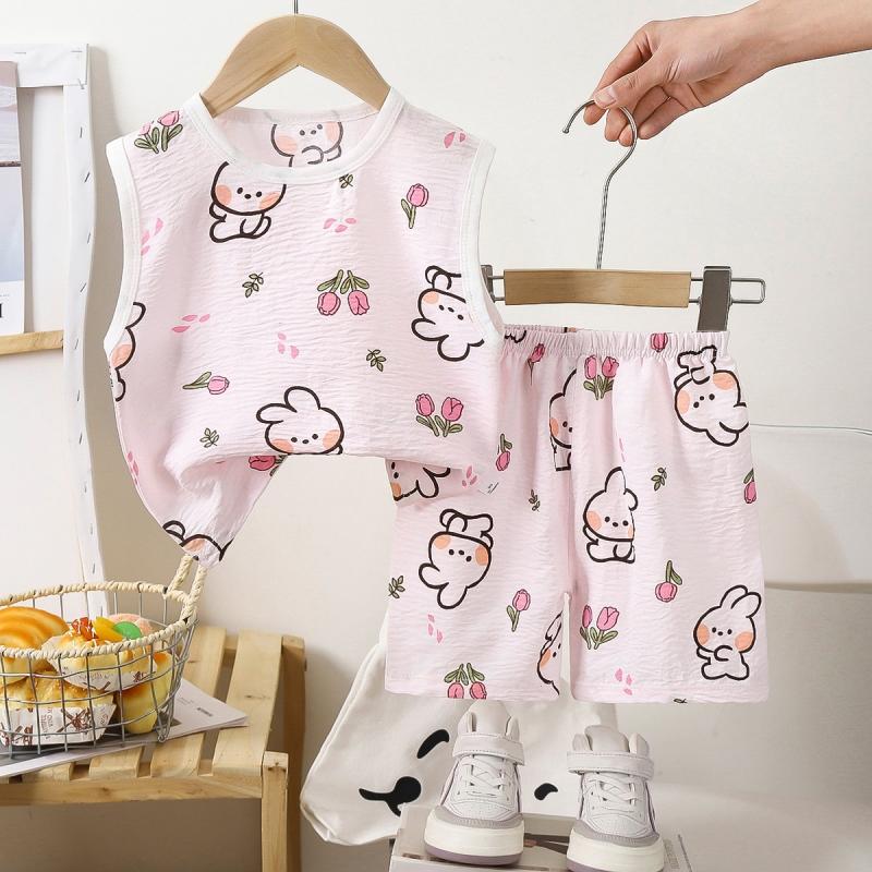 2tlg./Set Kind Unisex Entzückendes Kurzarm T-Shirt + Shorts Set Elastisch Kinder Lässig Sommerkleidung Bequemer Baby Mädchen Jungen Pyjama