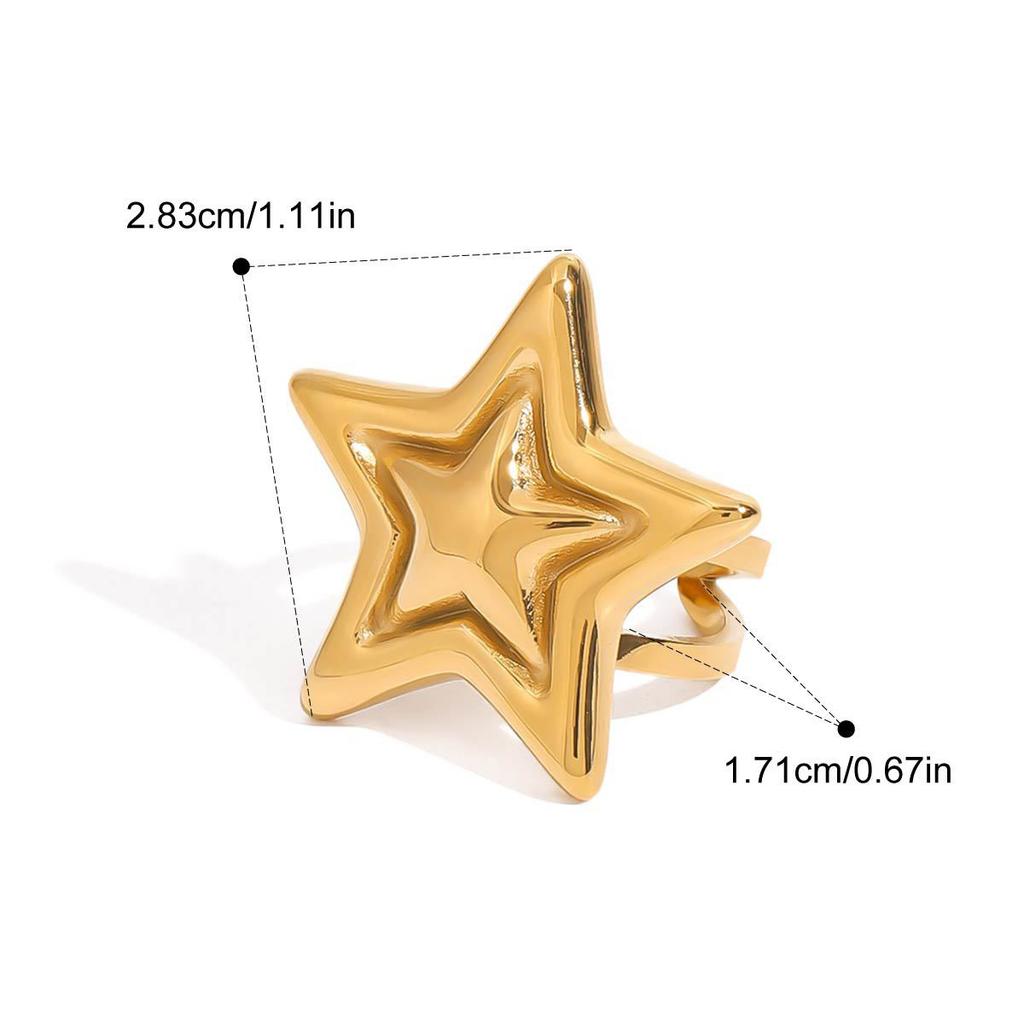Yori Trendy Stainless Steel Pentagram Geometric Ring Necklace Prevent Allergy Simple 18K Gold PVD Plated Jewelry Bijoux Gift
