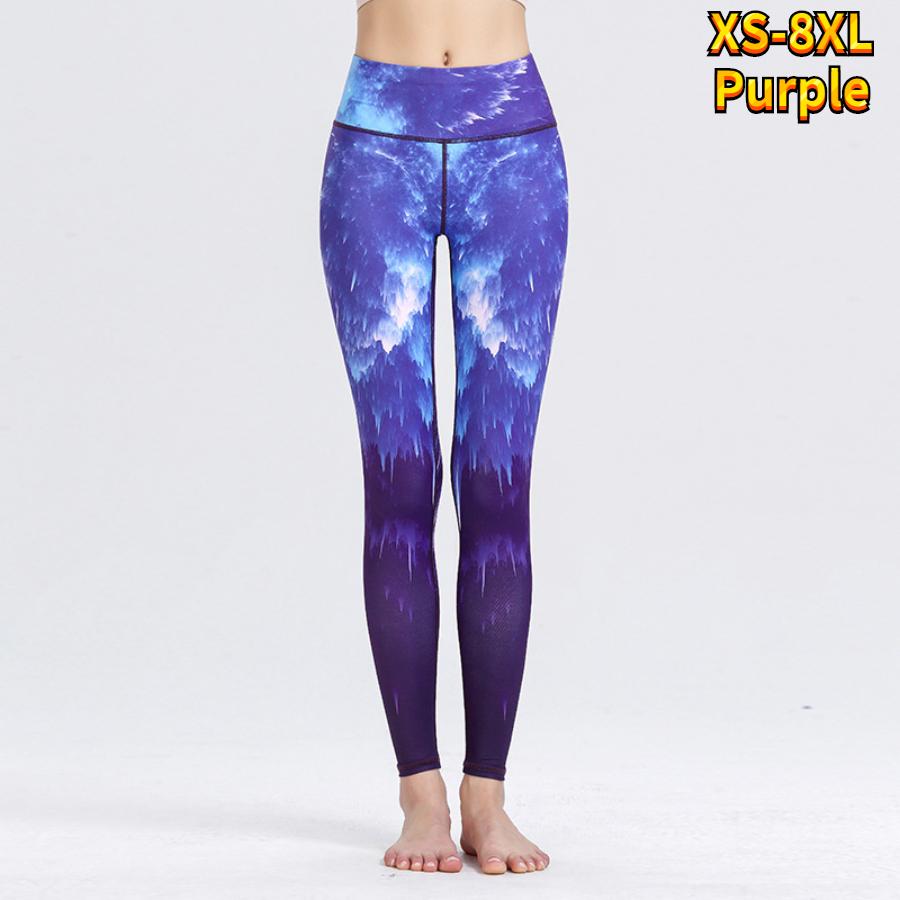 Leggings de yoga elásticos con estampado de lago de hielo azul para mujer, pantalones activos deportivos para correr, gimnasio