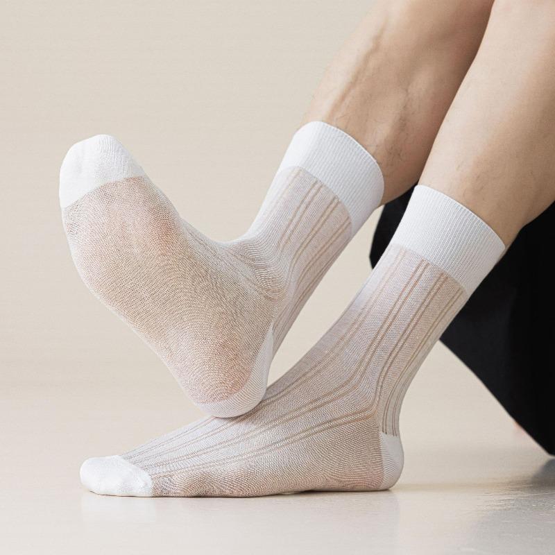 Spring and Summer Men's Socks, Mulberry Silk Men's Socks, Ultra-thin Mesh Breathable Men's Socks, Loose-fitting Elderly Socks