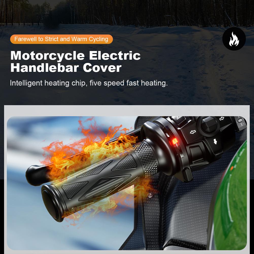 Electric Hot Heated Handlebar DC 12V Scooter Bar Hand Warmer 5-Gear Electric Heating Handle Smart Temperature Control for Winter