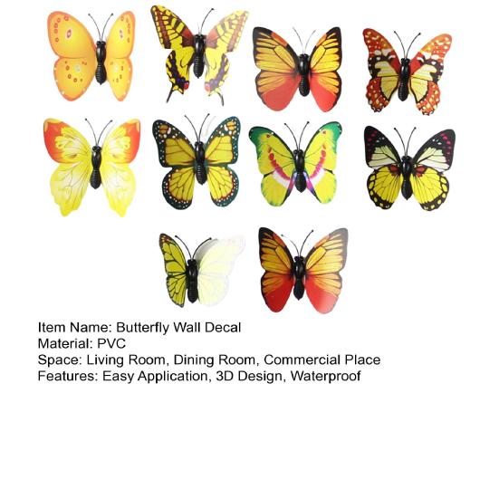 Naklejki ścienne motyle 3D magnesy na lodówkę motyle wodoodporne usuwalne naklejki motyle na szafkę dom biuro dekoracja ściany tablicy