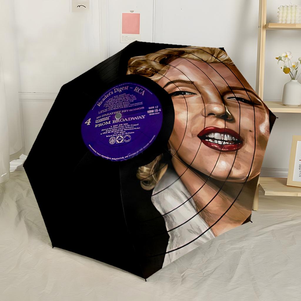 Marilyn Monroe Iconic Style Portable Automatic Umbrella Compact & Durable 8-Rib Design Sturdy Construction Travel Essential Compact Folding Umbrella