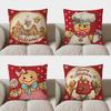 Home Decor Gingerbread Christmas Welcome Pillow Cover Pattern Cushion Cover Suitable For Sofa Bedroom Car Pillow Cover