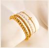Women's Stainless Steel Beaded Ball Bracelet, Pearl Bracelet, Non-Tarnish Stackable Jewelry Adjustable Wedding Accessories