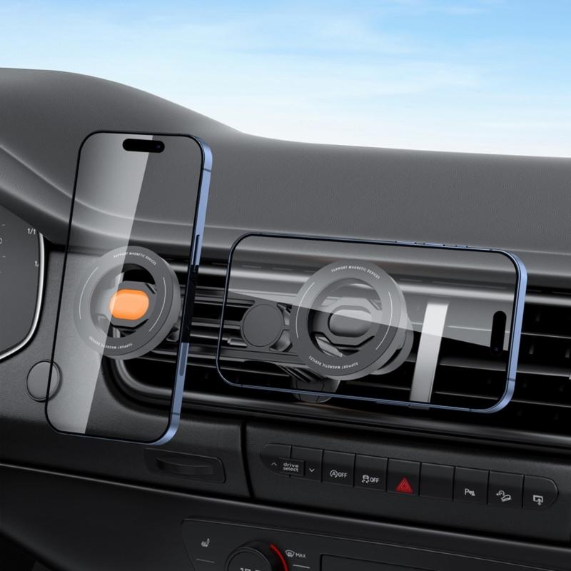 Support de téléphone de voiture magnétique double avec une force de 66 lbs pour une tenue sécurisée Rotation à 360 degrés Design compact Convient à la plupart des véhicules