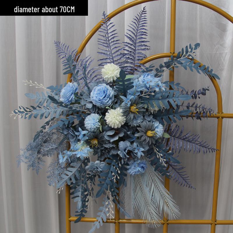 Blue Artificial Flower Row for Wedding Aisles and T-stage Decorations