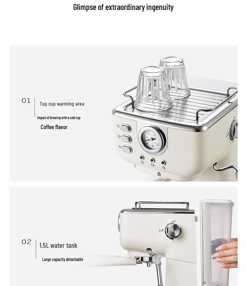 Italienische halbautomatische Espressomaschine mit Milchaufschäumer