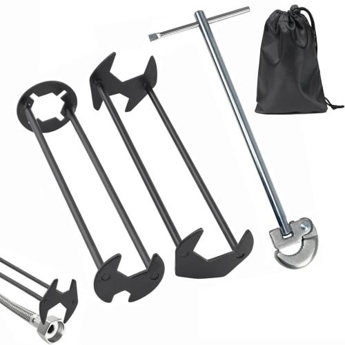 AUTAKI Sink Wrench, Faucet Spanner, Plumbing Tool Set, Faucet Wrench, Mixer Tap Replacement Tool, 180-Degree Rotation, Multi-Function Sink, Portable S