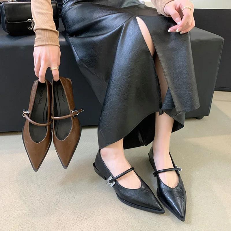 Fashion Spring Autumn Pointed Toe Women Pumps Fashion Shallow Low Heel Shoes Ladies Street Style Mary Jane Shoes