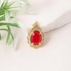 Elegant Teardrop Ruby Diamond Pendant Necklace Charm - Luxurious Ancient Style New Year Accessory.