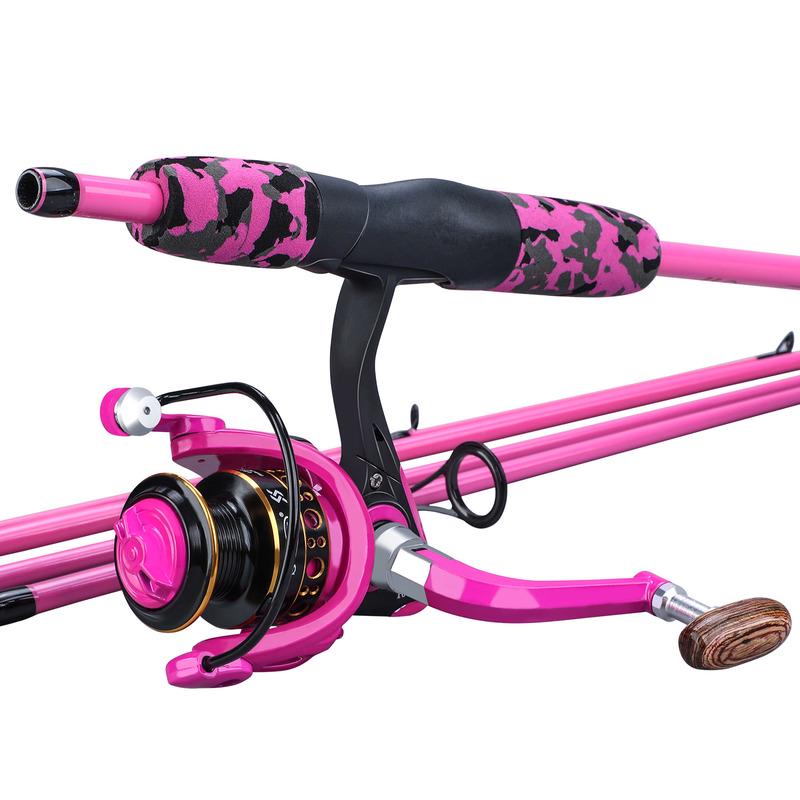 Caña de pescar giratoria/fundida de 5 secciones con carrete giratorio, aparejos de pesca portátiles de viaje, aparejos de pesca con mango de Eva de peso ultraligero