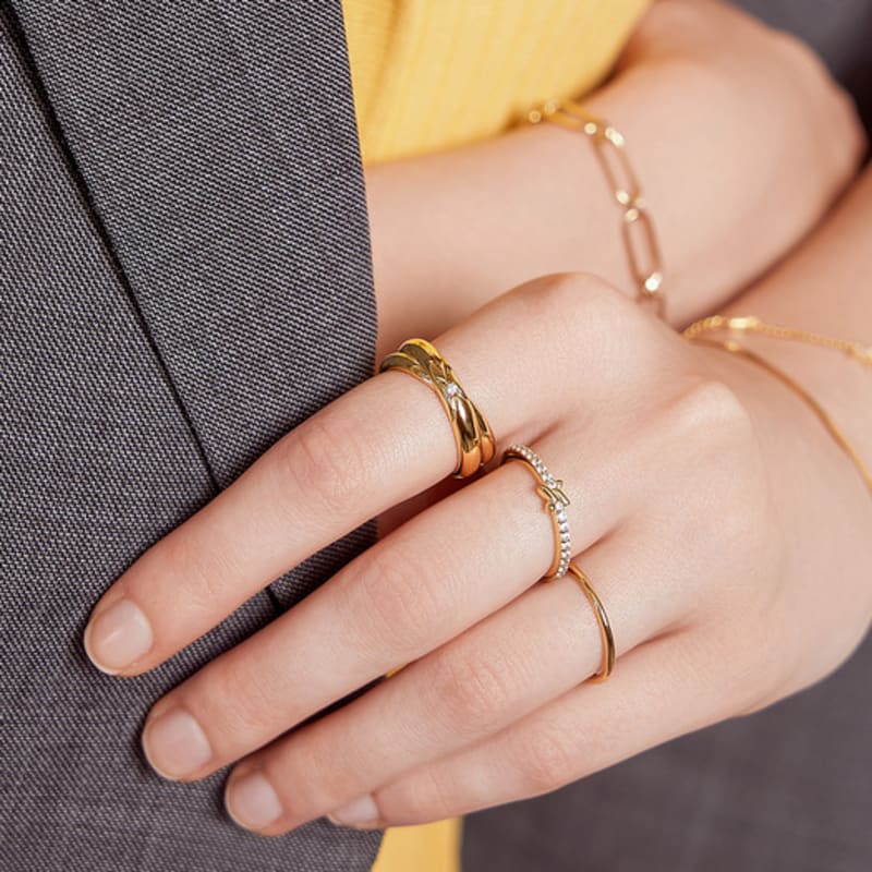 ANIA HAIE Cross Double 925 Silver Ring R061-06G