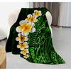 Green Polynesian pattern Blanket for Sofa Bed Travel Camping Living Room Office Conditioning Blanket for All Seasons Gifts
