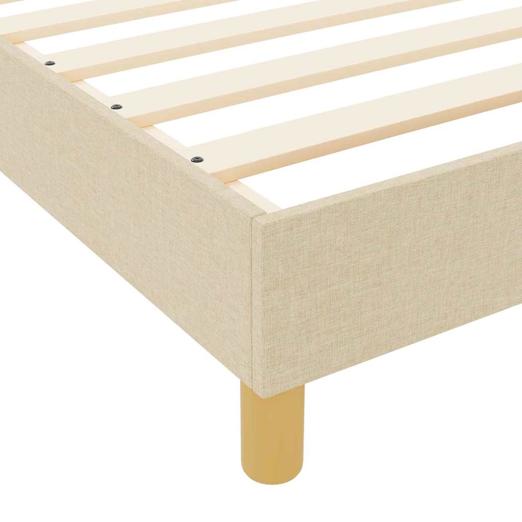 Cream Fabric Bed Frame with Headboard 90 x 200 cm