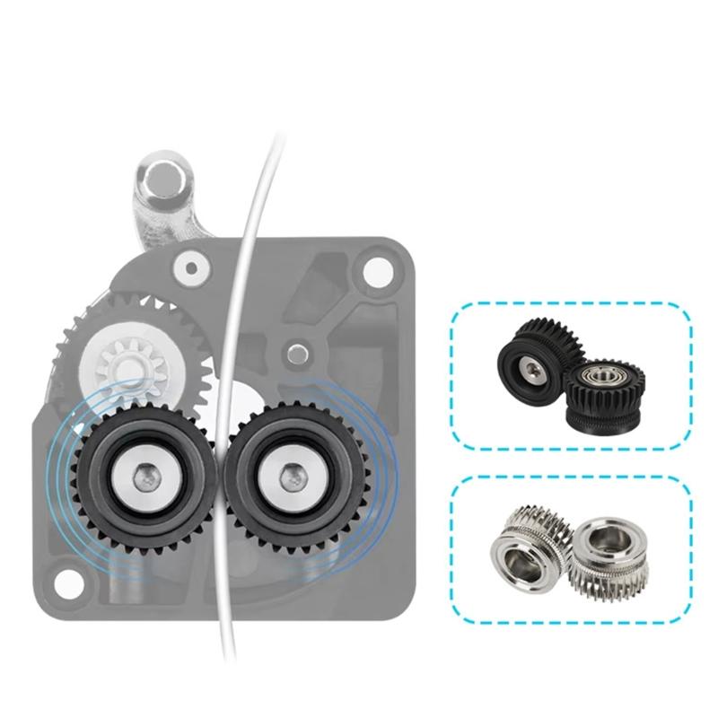 Gestion des engrenages d'extrudeur de remplacement pour imprimante 3D Ensemble d'engrenages d'extrudeur en acier trempé pour imprimante 3D Accessoires pour imprimante 3D