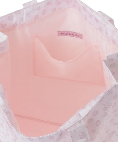 Maison de Fleur Ribbon Leopard Square Tote Bag, Women's, 08000554300, Light Pink