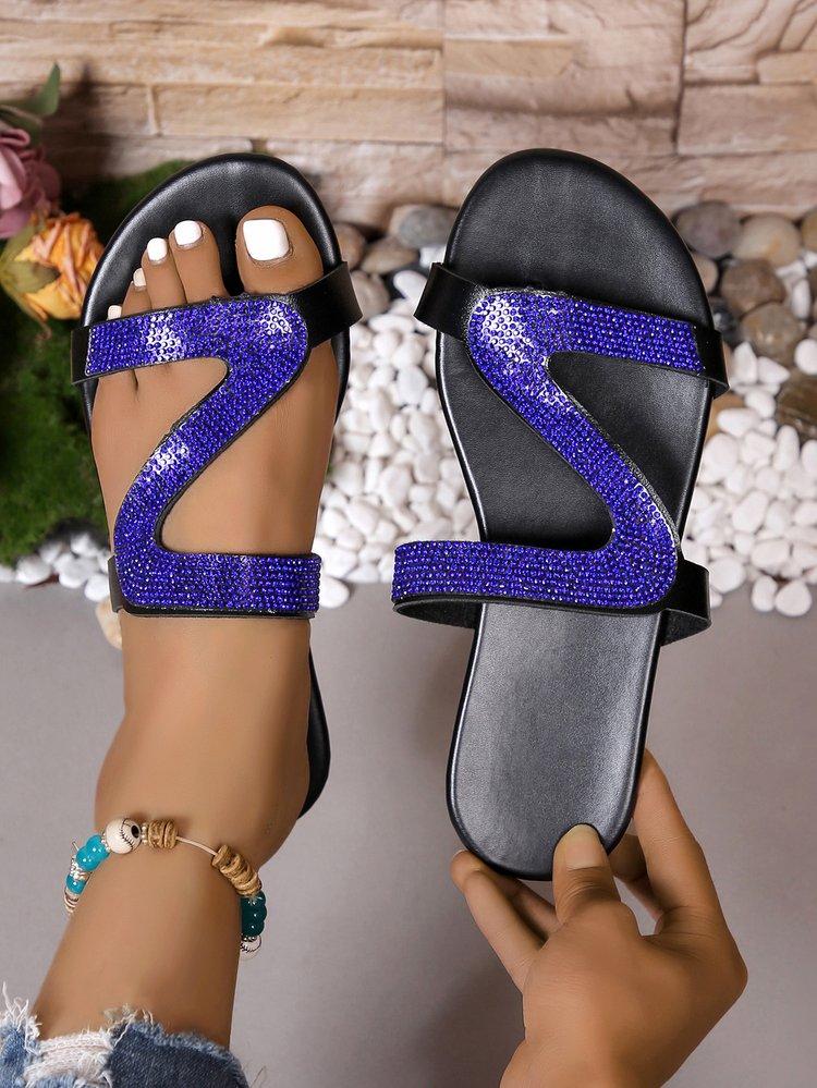 Fashion Sexy Women Sandals Summer Beach Shallow Mouth Rhinestones Ladies Fashion Show Comfortable Light Shoes Sandalias Femininas
