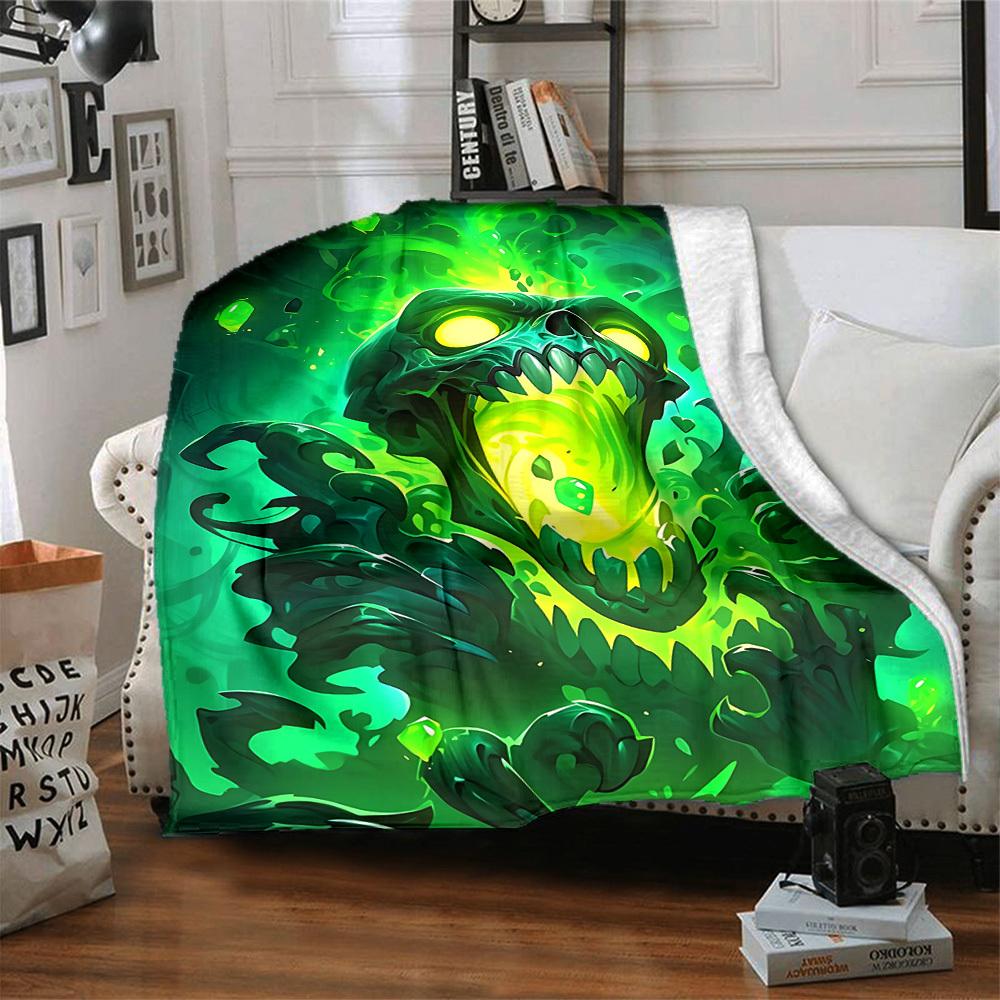1pc Monster "Greenery" Blanket, Lightweight Flannel Throw Blanket for Sofa, Bed, Travel, Camping, Living Room, Office, Couch033