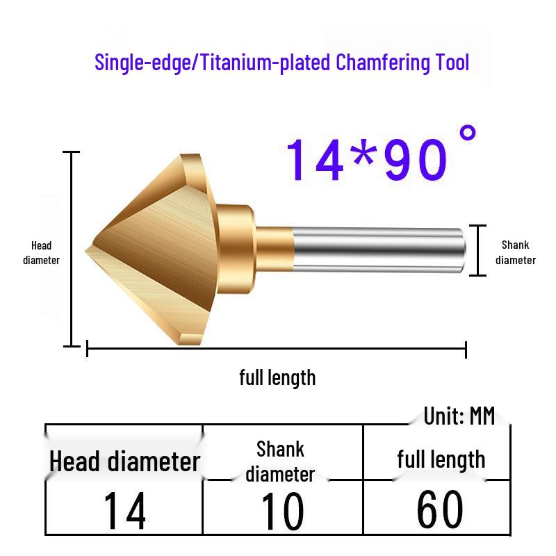 Cobalt Titanium-Plated Chamfering Drill for Stainless Steel - Single/Triple-Edge Countersink & Deburring Tool.