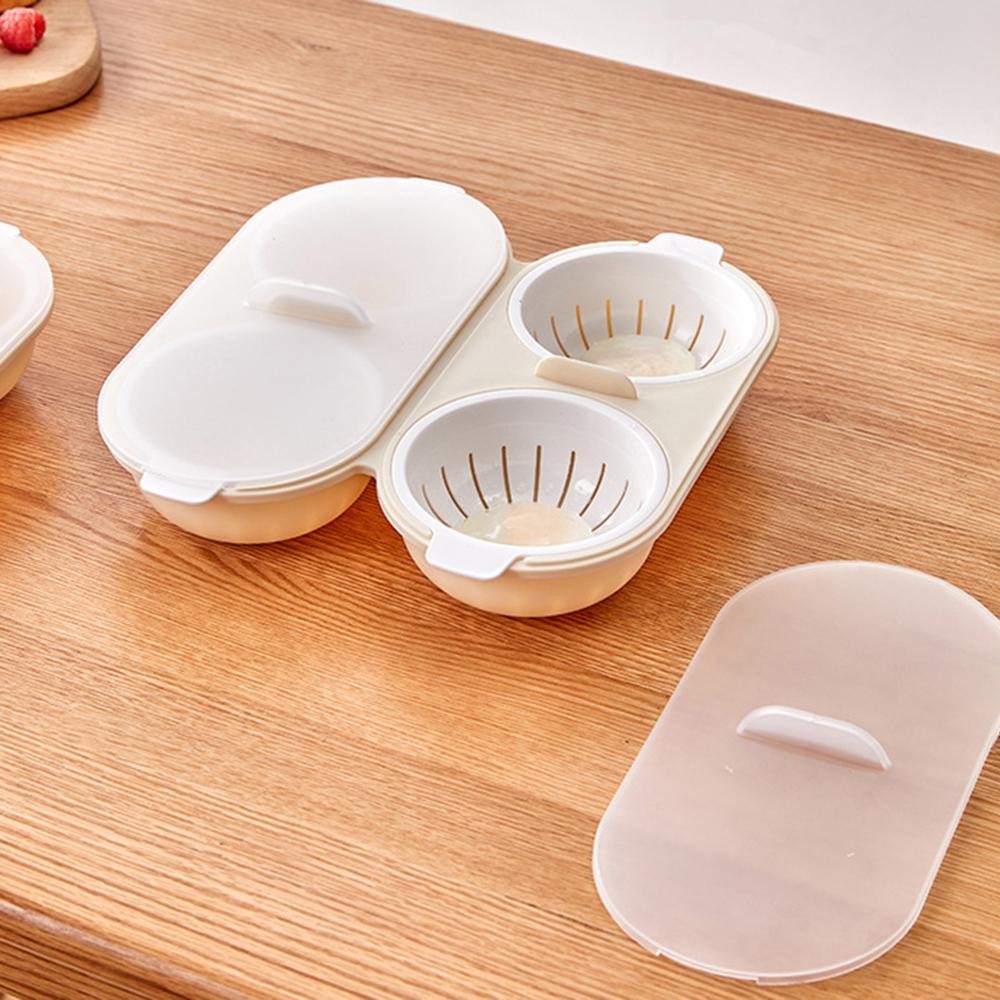 2-grid White Egg Steamer Egg White Separation Steaming Tray, Can Perfectly Cook Eggs In the Microwave