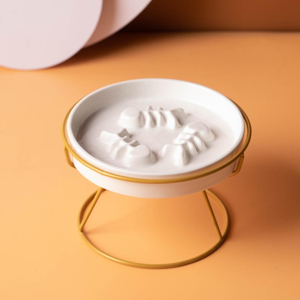 

Neck Guard Slow Feeder Bowl Large Diameter Cat Stand Bowl Ceramic Raised Pet Bowl Against Bloat Style 3