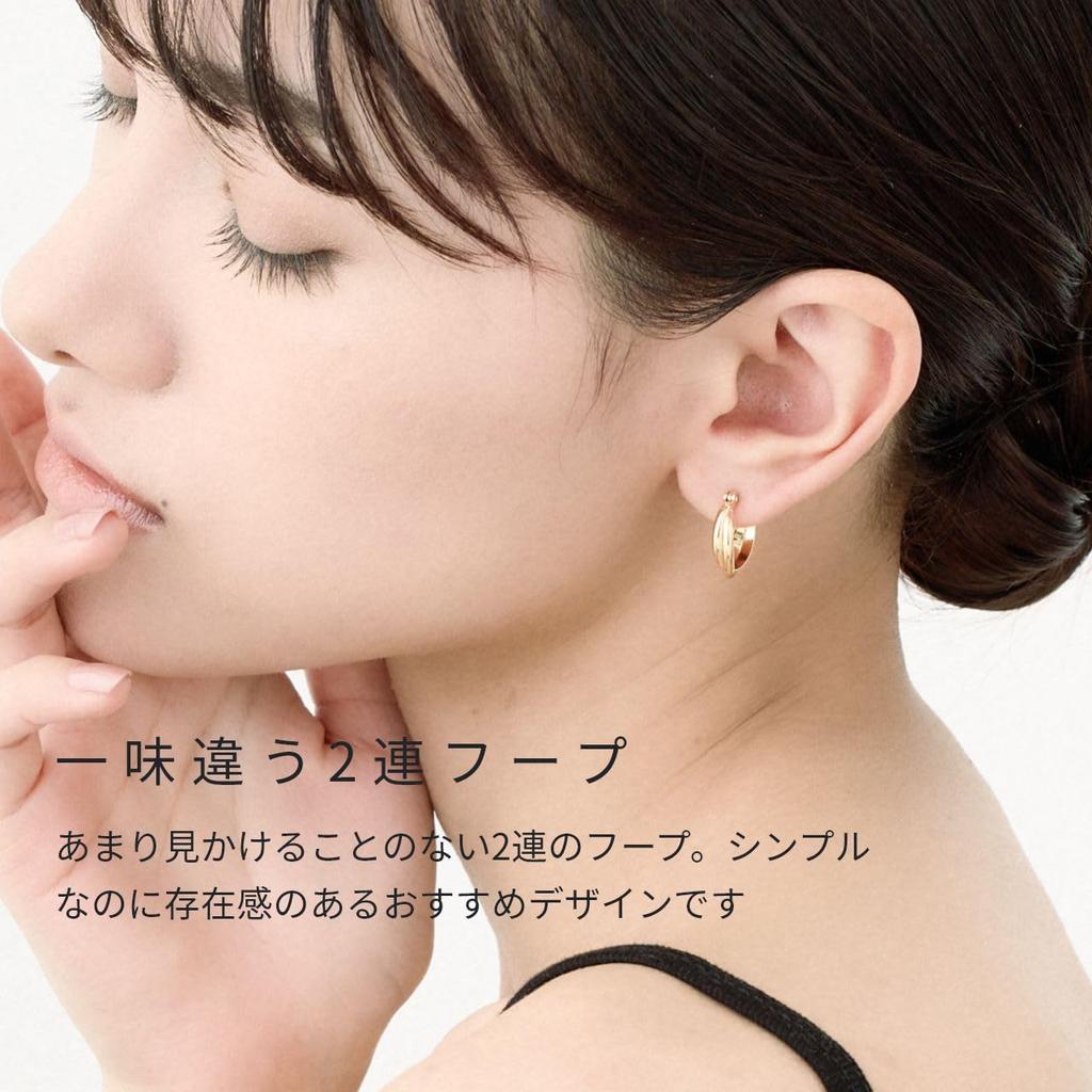 18K Gold Hoop Simple 18K Made in 3598 [HILLYS] Earrings, Earrings, Gold, Hypoallergenic, K18, Women's, Catchless, One-touch Ring, Accessories, Japan,