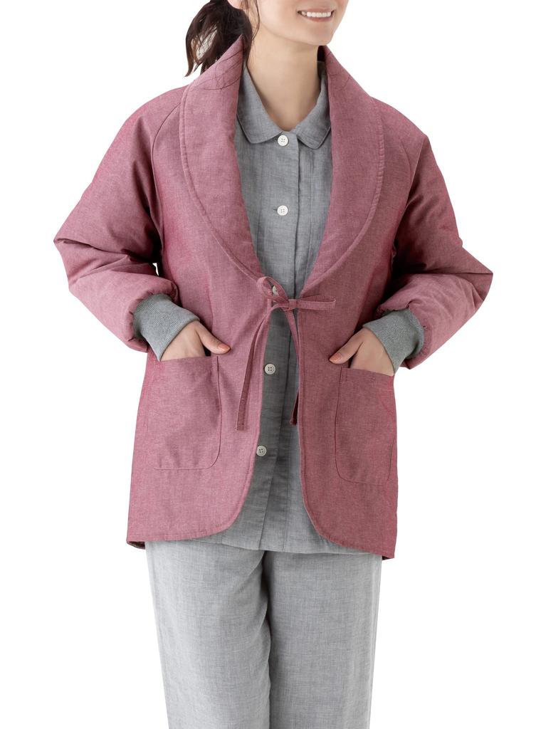 And Stylish Hanten Jacket for Wine Sizes Lightweight, Warm, Women. Red. M-L.